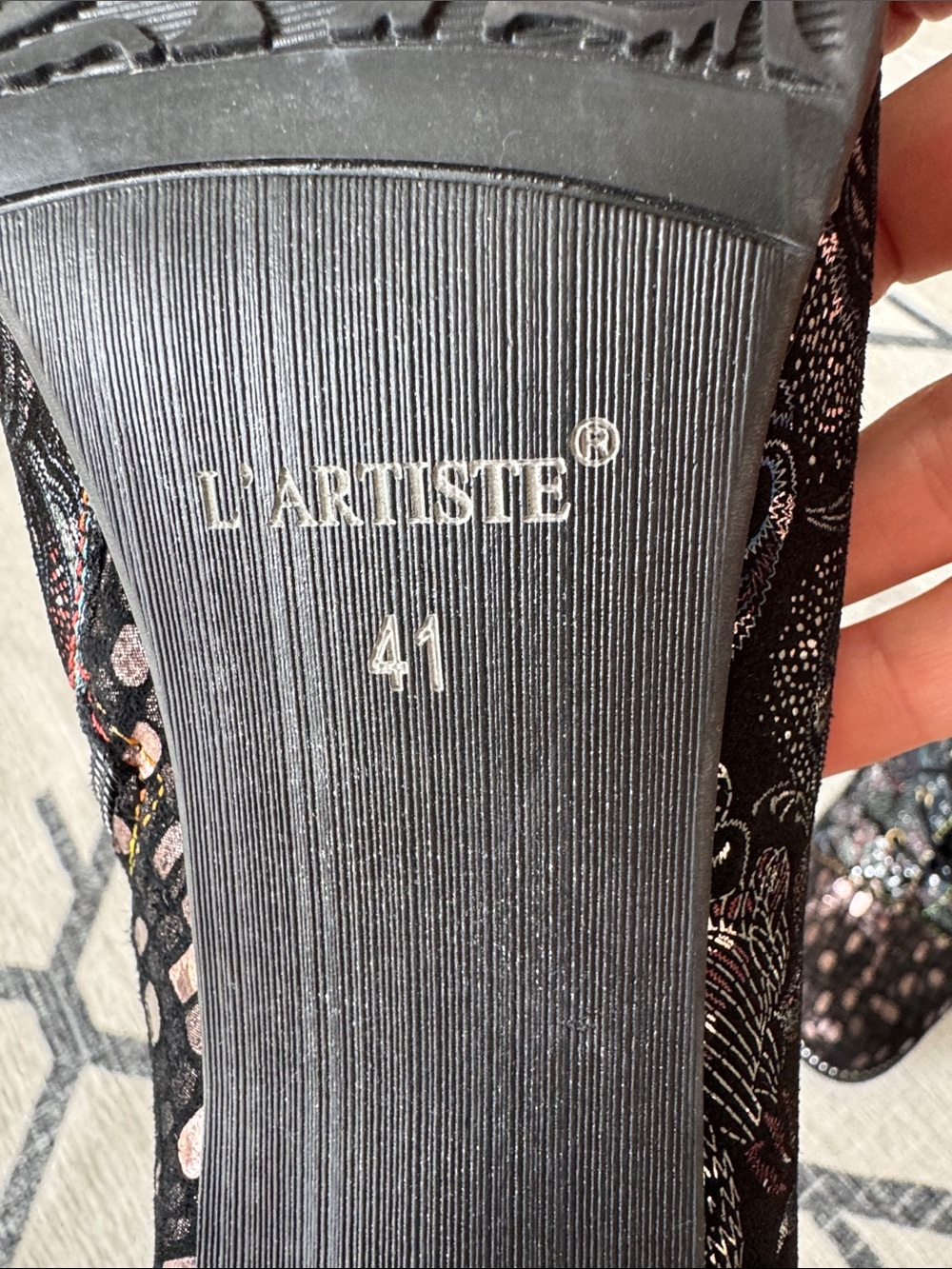 L’Artiste by Spring Step Glitterail Metallic Floral Ankle Boots EU 41 US 9.5-10 - Picture 9 of 16